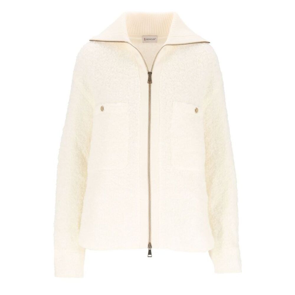 Moncler Women Ivory Bouclé Cardigan